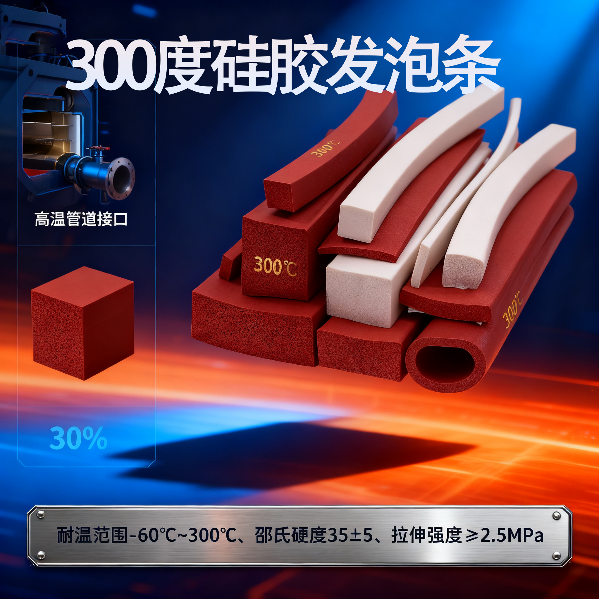 300度高温硅胶发泡条