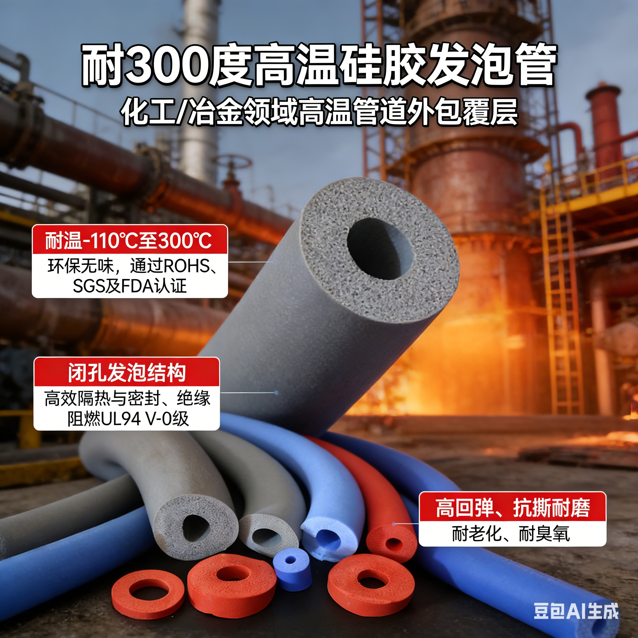 300度高温硅胶发泡管